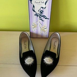French Sole black velvet flats - size 8.5
